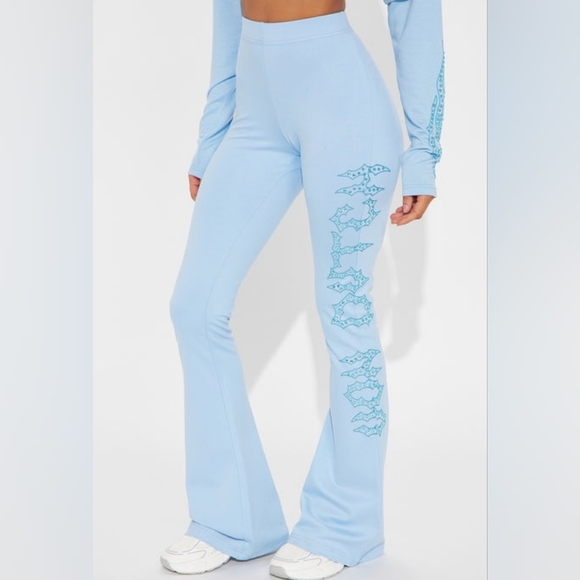 Von Dutch Fire Racer Rhinestone Flared Pant - Blue - Picture 2 of 5